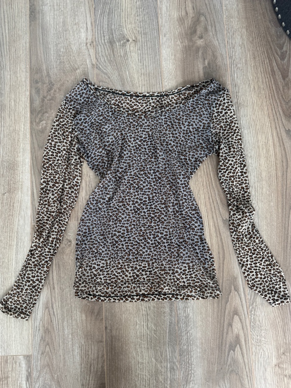 Mesh sheer long sleeve Leopard Print Women’s top